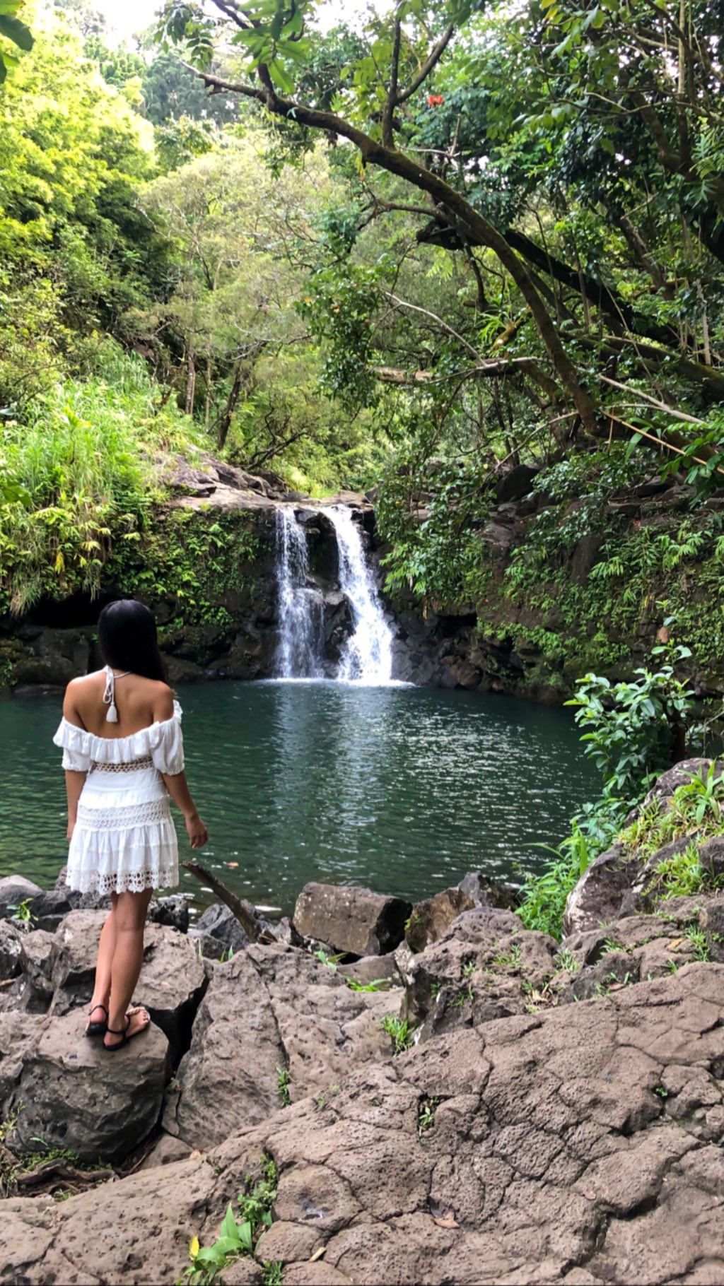 Vanessa Rallonza's Tranquil Power at Waterfall Precipice