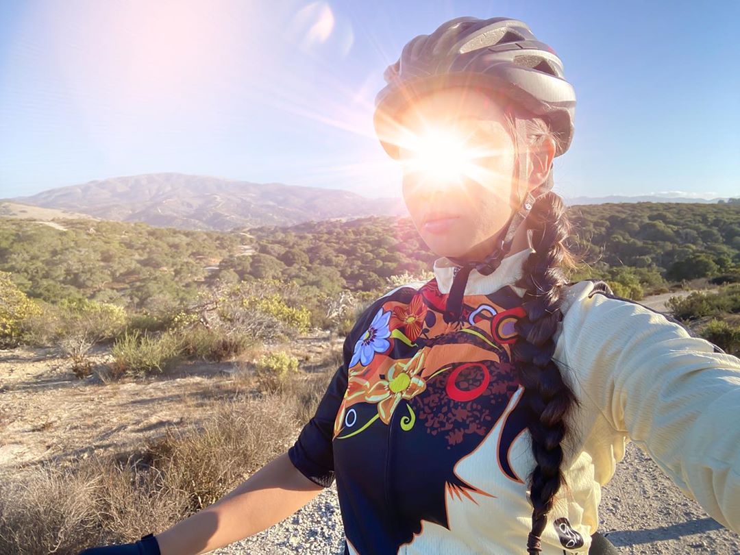 Vanessa Rallonza: Adventurous Bicyclist in Protective Helmet